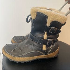 Merrell Size 7.5 Black Taiga Buckle Waterproof Camel Leather Winter Snow Boots